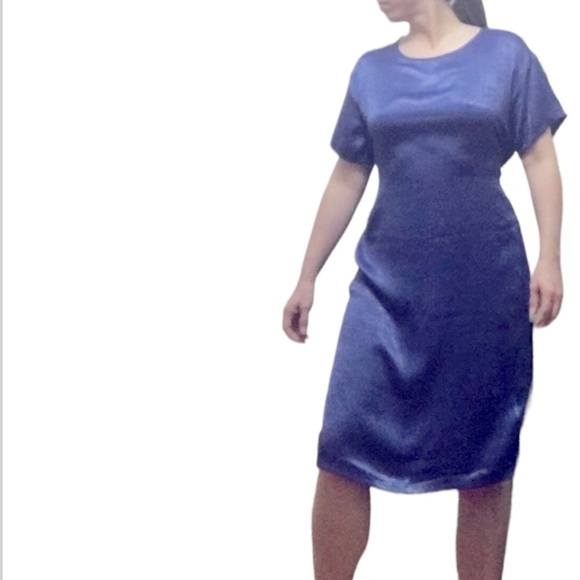 NWT Blue Midi Dress Short Sleeves - Picture 1 of 9